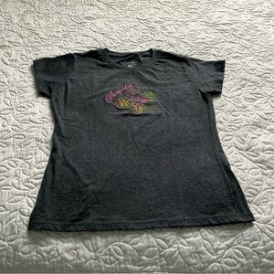 Women's Gray EMBROIDERED Short Sleeve Tee